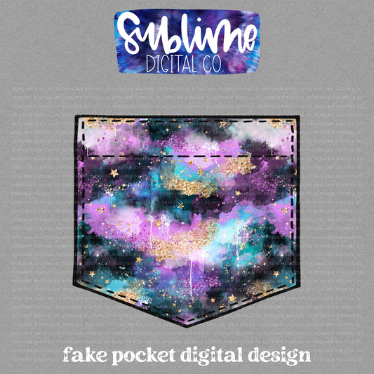Starry Glitter • Fake Pocket • Instant Download • Sublimation Design