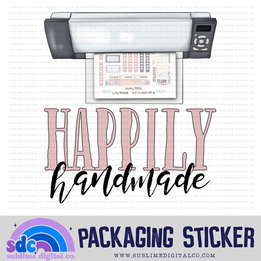 Happily Handmade - Cutting Machine | Small Business Stickers | Digital Download | PNG File