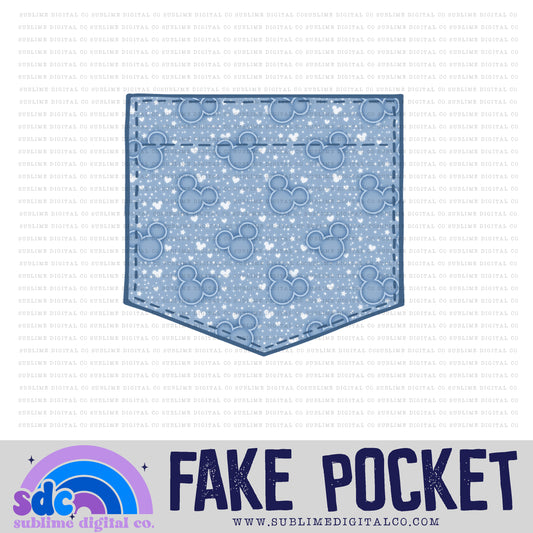 Blue Mouse • Fake Pocket • Instant Download • Sublimation Design