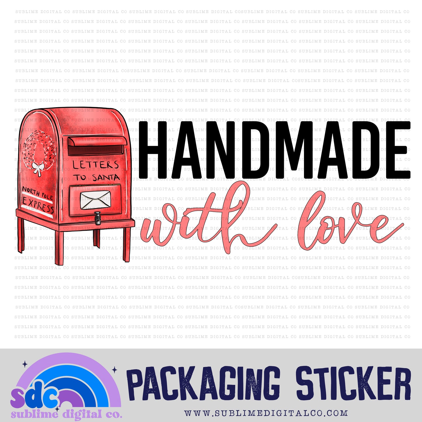 Handmade with Love - Mailbox | Print + Cut |  Small Business Stickers | Digital Download | PNG File