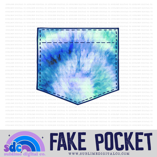 Blue Green Tie Dye • Fake Pocket • Instant Download • Sublimation Design