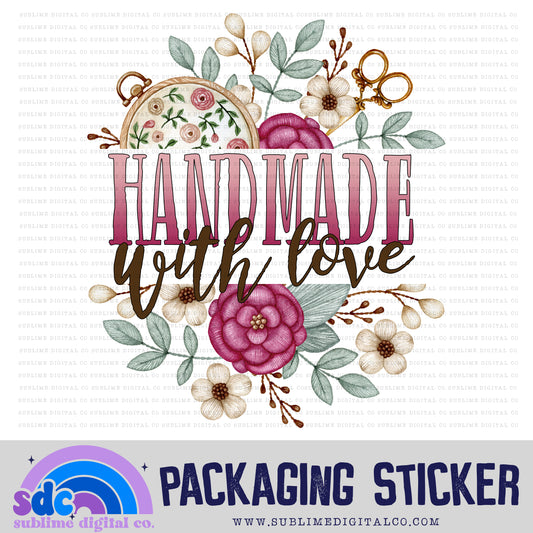 Handmade with Love - Embroidery | Small Business Stickers | Digital Download | PNG File