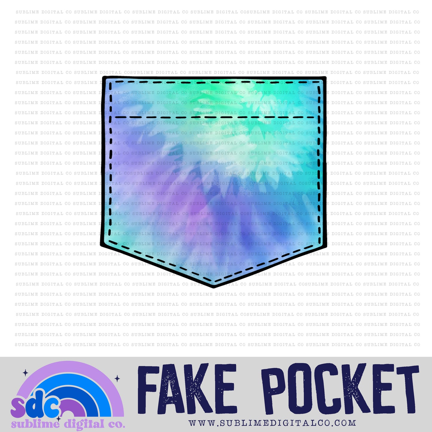 Blue Green Purple Tie Dye • Fake Pocket • Instant Download • Sublimation Design