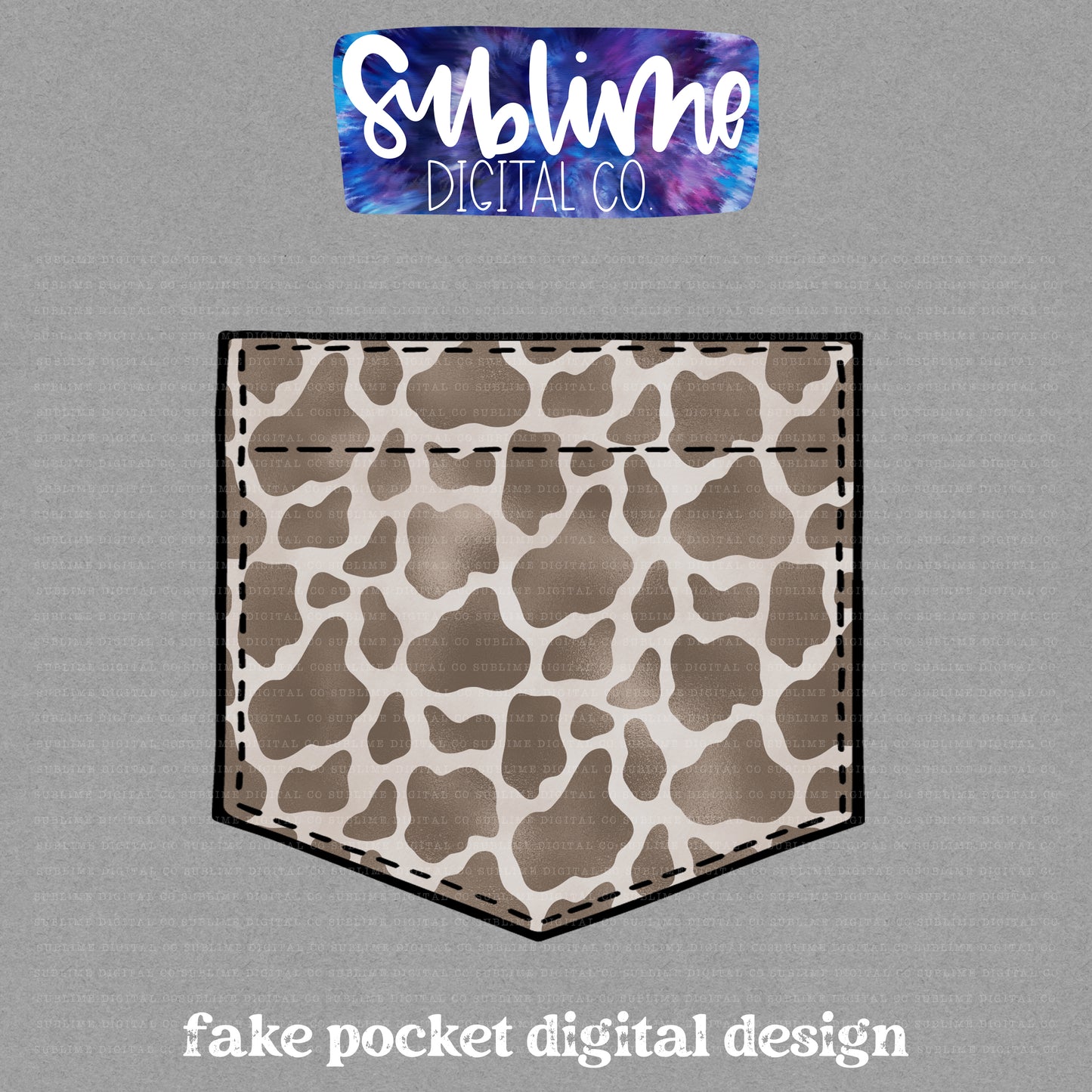 Cow Print • Fake Pocket • Instant Download • Sublimation Design