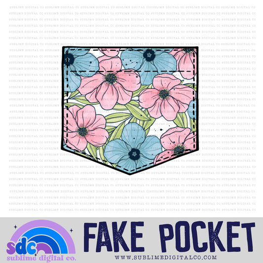 Baby Pink Blue Floral • Fake Pocket • Instant Download • Sublimation Design