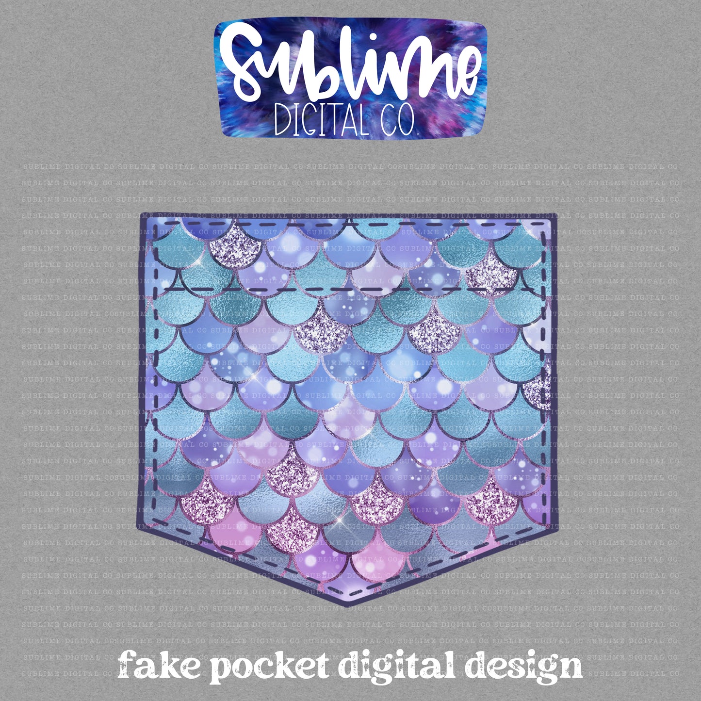 Bokeh Glitter Mermaid • Fake Pocket • Instant Download • Sublimation Design