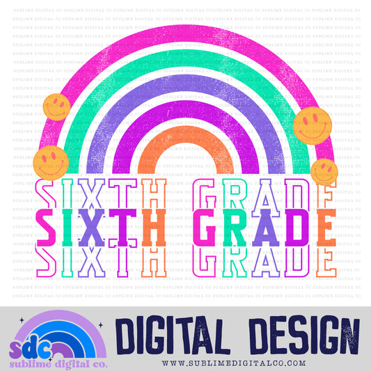 Sixth Grade - Rainbow - Pink Purple • School • Instant Download • Sublimation Design