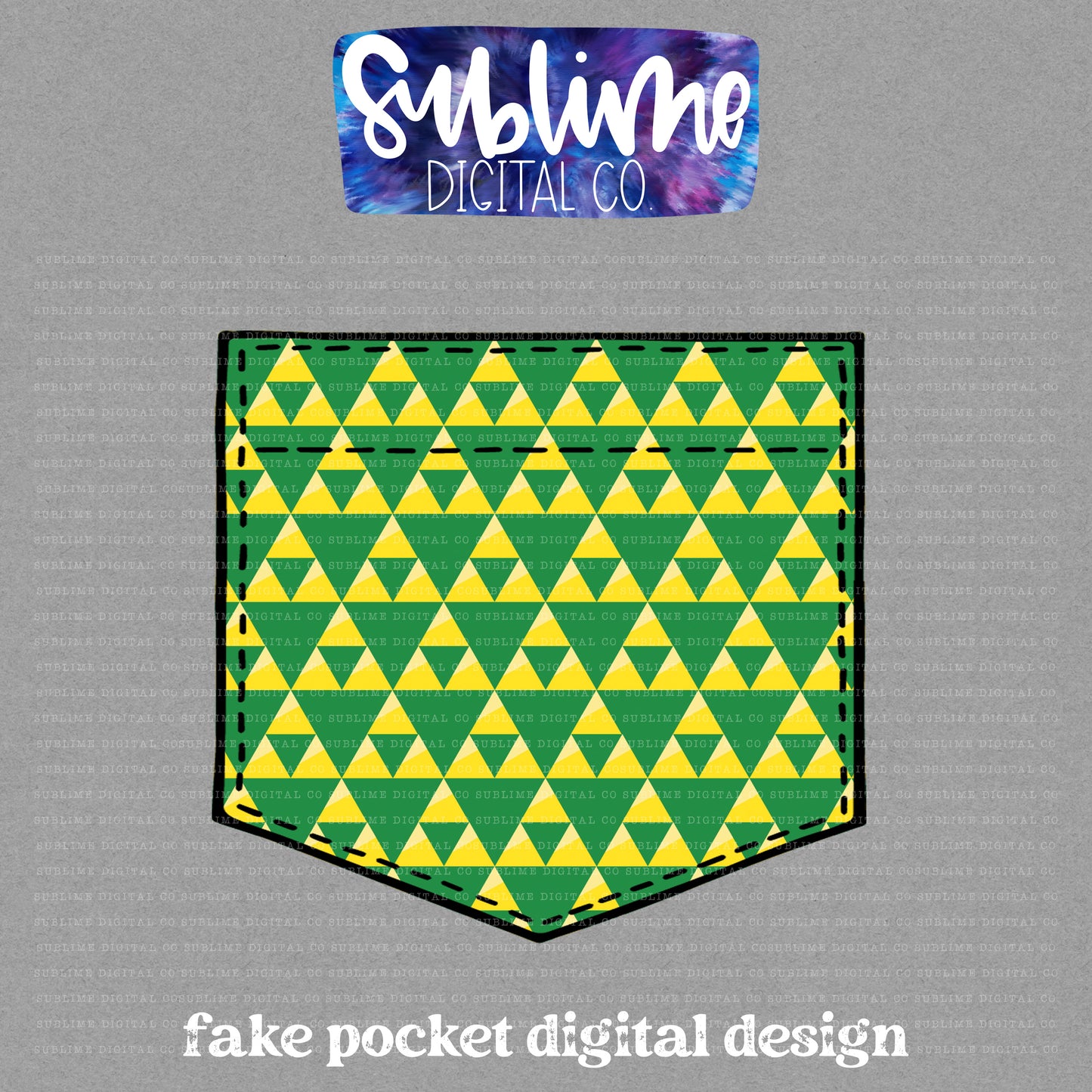 Green & Yellow Z • Fake Pocket • Instant Download • Sublimation Design