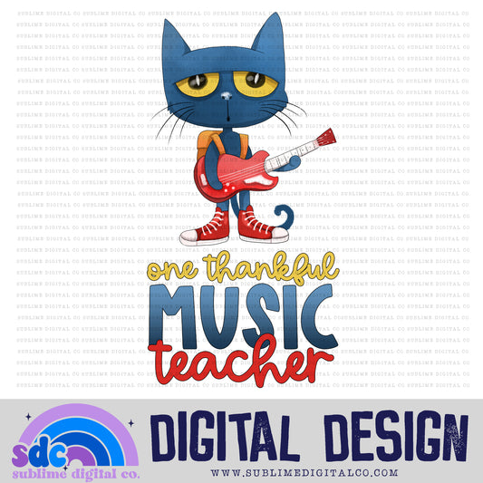 Music Teacher • Blue Cat • Instant Download • Sublimation Design