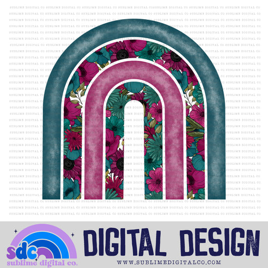 Magenta & Teal Floral • Rainbow • Elements • Digital Design • Instant Download • Sublimation