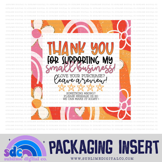 Retro Floral Thank You • Leave A Review • Packaging Insert • Instant Download