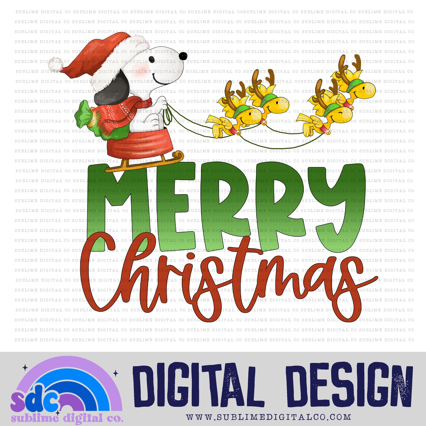 Merry Christmas • Puppy & Friends • Instant Download • Sublimation Design