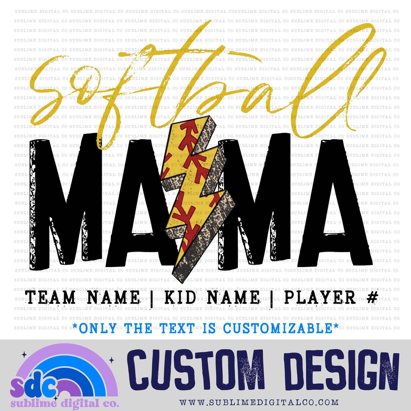 Softball Mama - Lightning Bolt • Customs • Sports • Instant Download • Sublimation Design