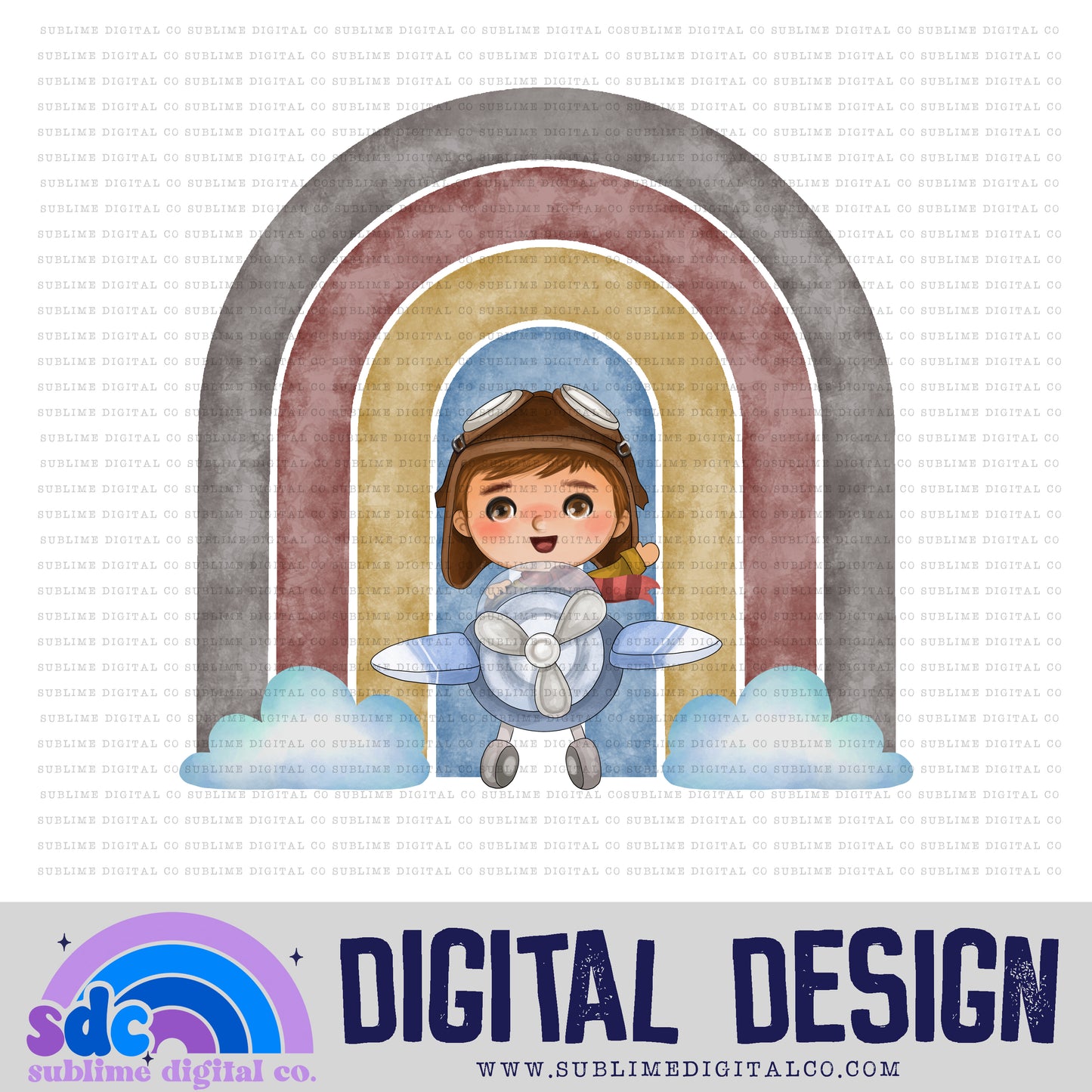 Boy Pilot Rainbow 2 • Kids • Instant Download • Sublimation Design