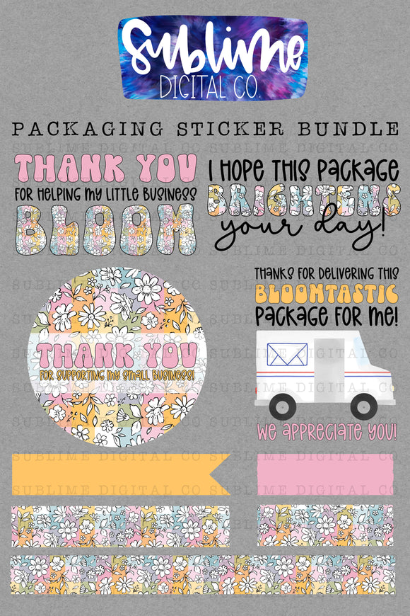 Floral Pastel Plaid Sticker Bundle | PNG Files | Digital Download