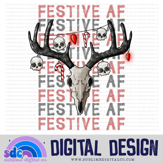 Festive AF | Spooky Christmas | Sublimation Design | Instant Download | PNG File