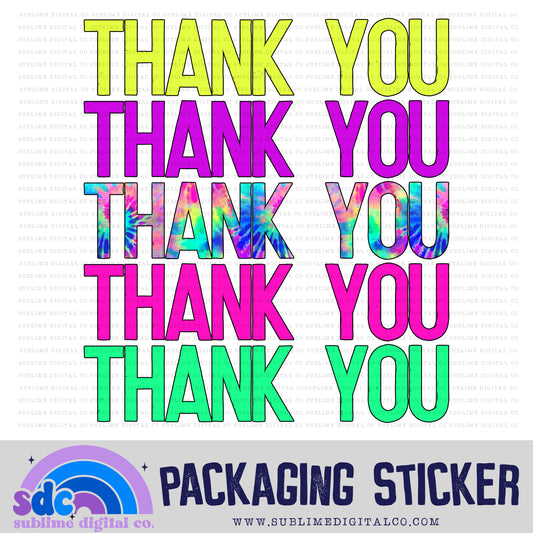 Thank You - Rainbow Tie Dye | Print + Cut | Small Business Stickers | Digital Download | PNG File