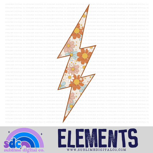 Retro Floral • Lightening Bolt • Elements • Digital Design • Instant Download • Sublimation