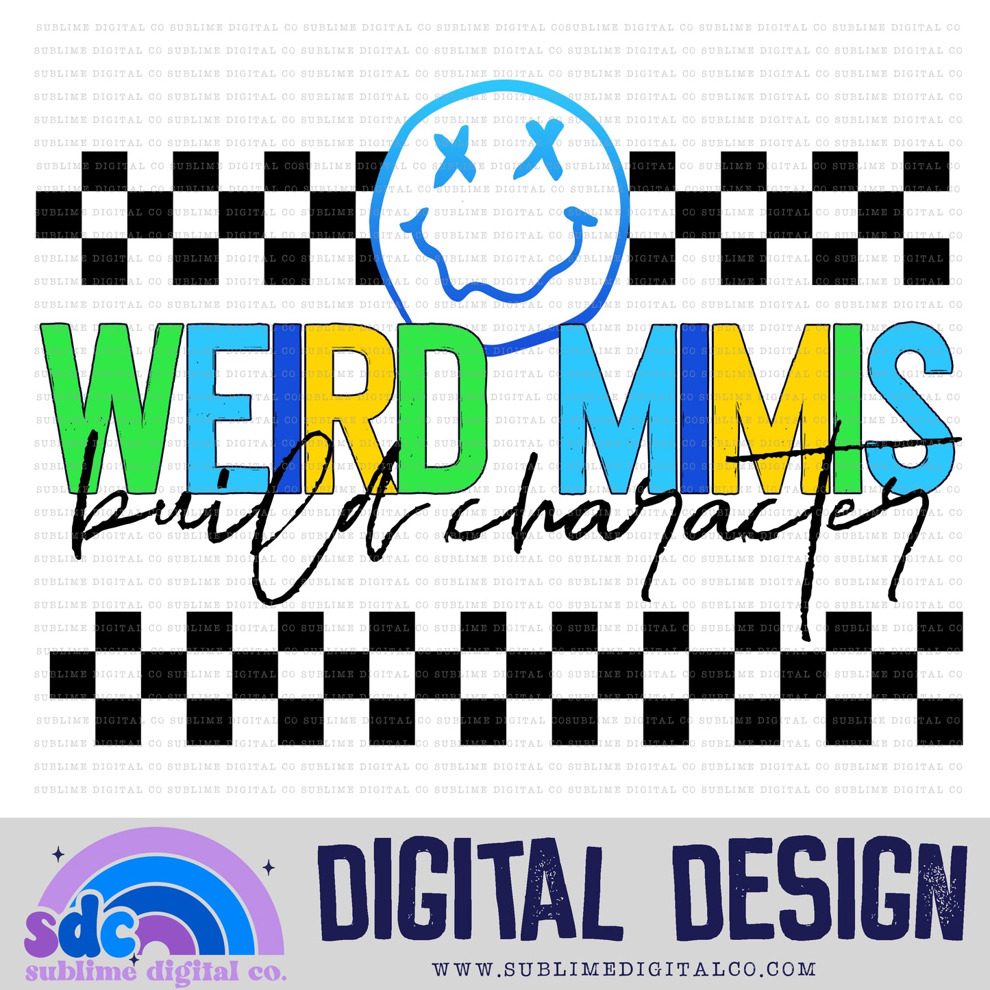 Weird Mimis Build Character - Blue/Green • Mama • Instant Download • Sublimation Design