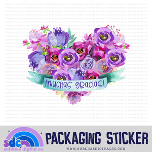 Muchas Gracias - Floral Heart | Small Business Stickers | Digital Download | PNG File