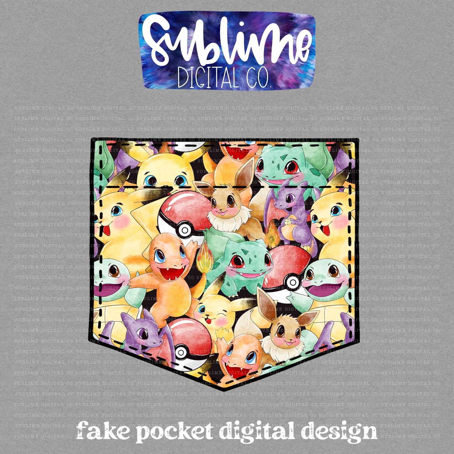 Mythical Creatures • Fake Pocket • Instant Download • Sublimation Design