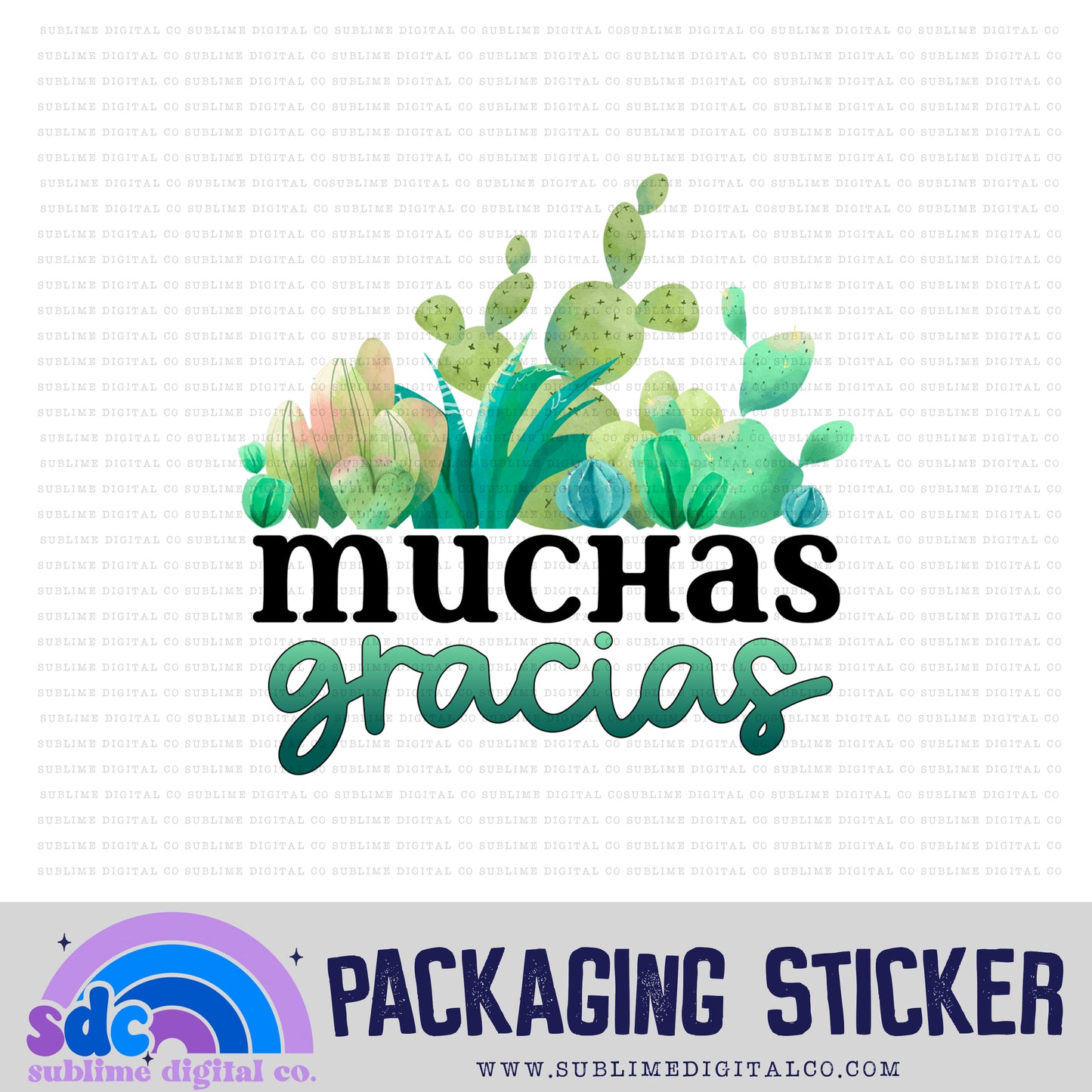 Muchas Gracias - Cacti | Small Business Stickers | Digital Download | PNG File