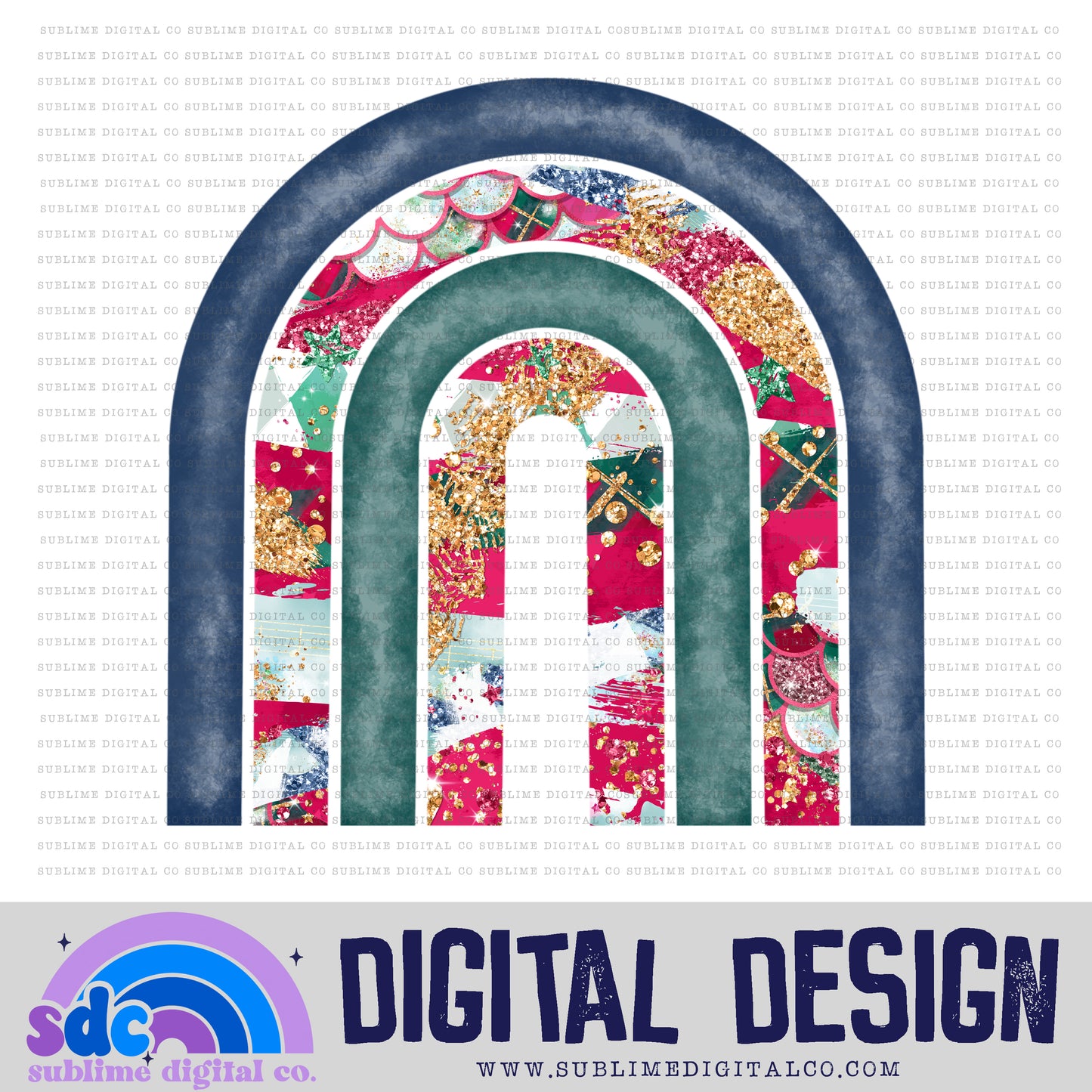 Christmas Brushstrokes • Rainbow • Elements • Digital Design • Instant Download • Sublimation