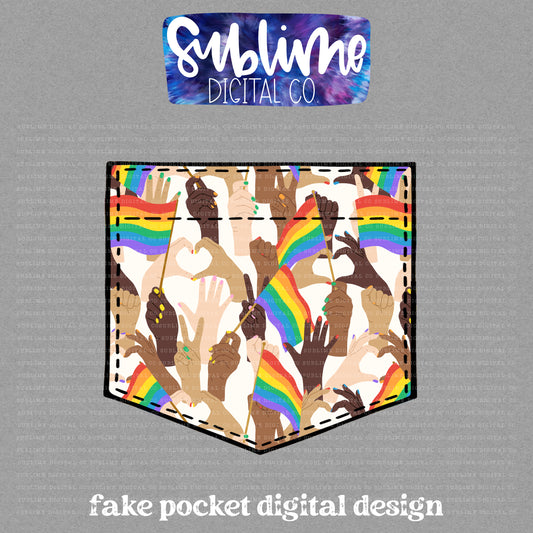 Pride Hands • Pride • Fake Pocket • Instant Download • Sublimation Design