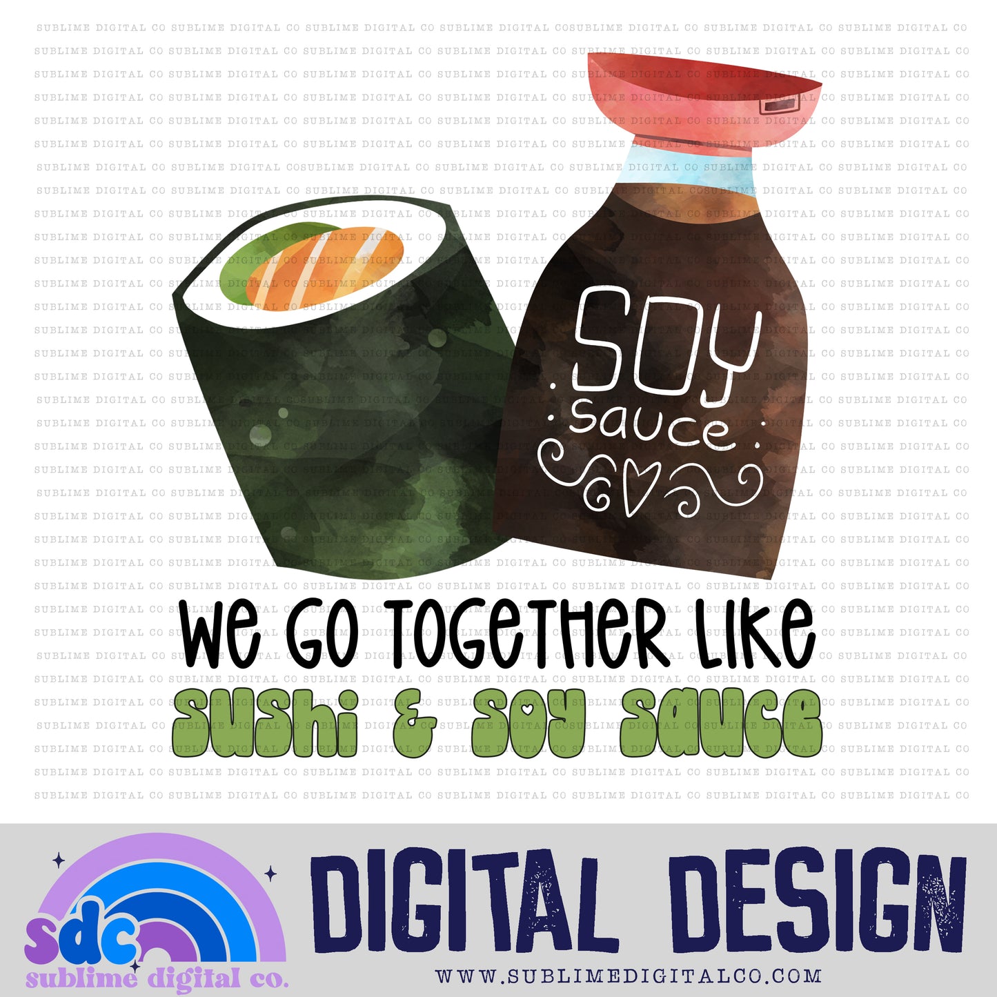 Sushi & Soy Sauce | Valentine's Day | Sublimation Design | Instant Download | PNG File