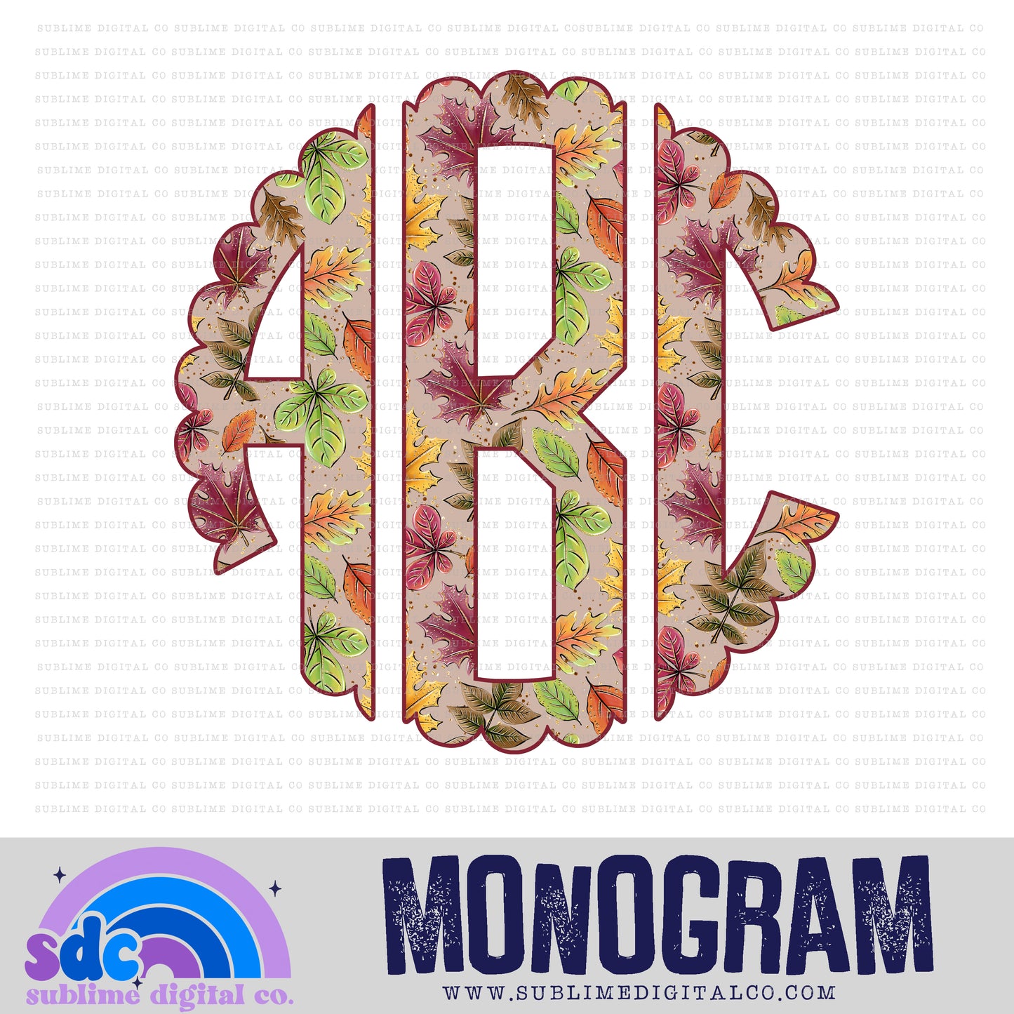 Fall Leaves Monogram | 26 PNG Files | Digital Download
