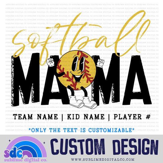 Softball Mama - Retro Character • Customs • Sports • Instant Download • Sublimation Design