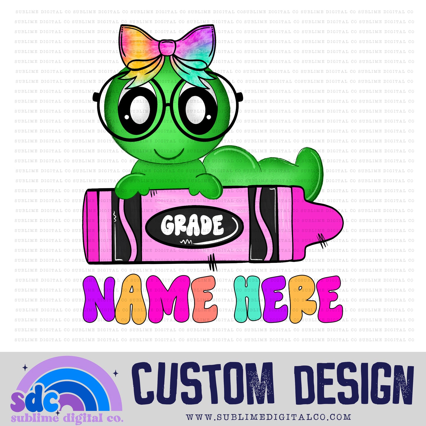 Worm & Apple Crayon Tie Dye • Custom • School • Instant Download • Sublimation Design
