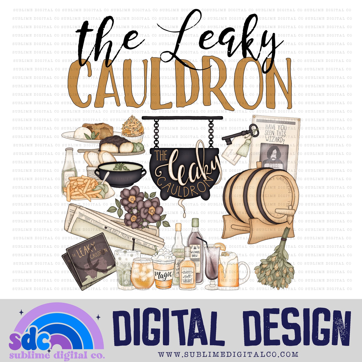 Cauldron • Wizard • Instant Download • Sublimation Design