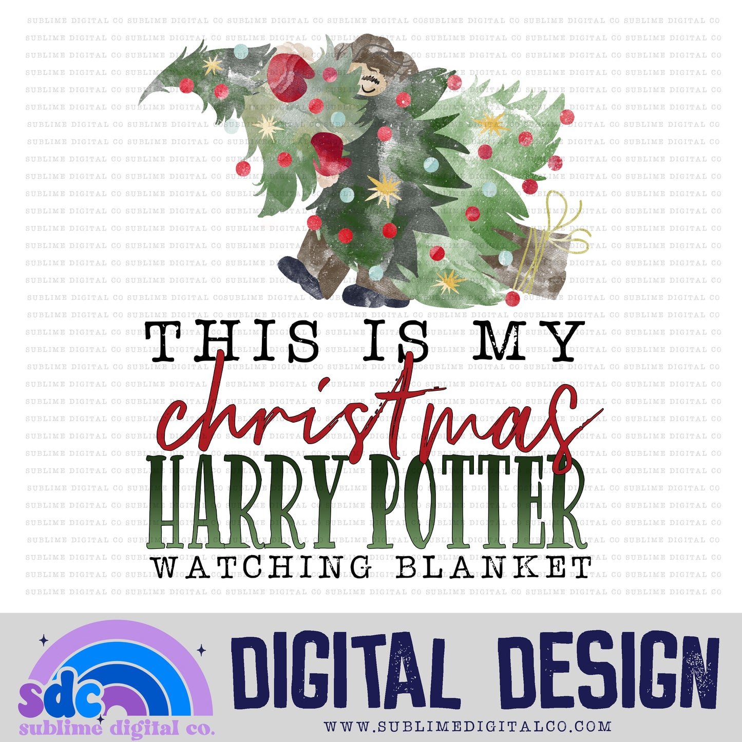 Christmas Wizard Watching Blanket • Christmas/Wizard • Instant Download • Sublimation Design
