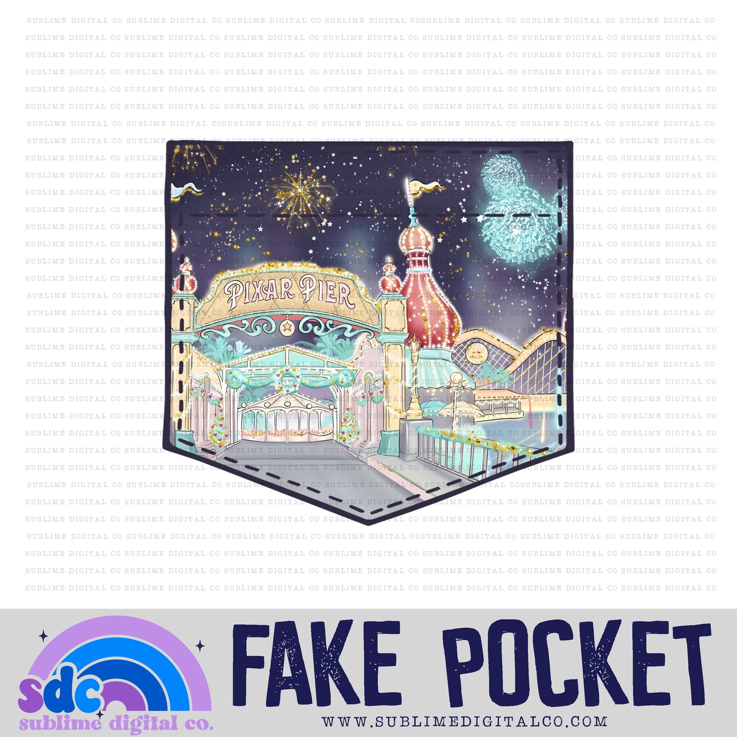 Magical Pier • Christmas • Fake Pocket • Instant Download • Sublimation Design