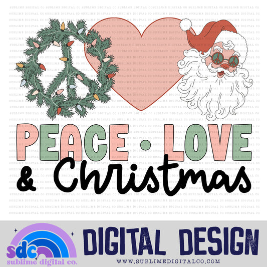 Peace Love & Christmas - Retro • Christmas • Instant Download • Sublimation Design