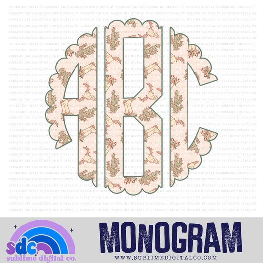 Christmas Cactus & Boots Monogram | 26 PNG Files | Digital Download