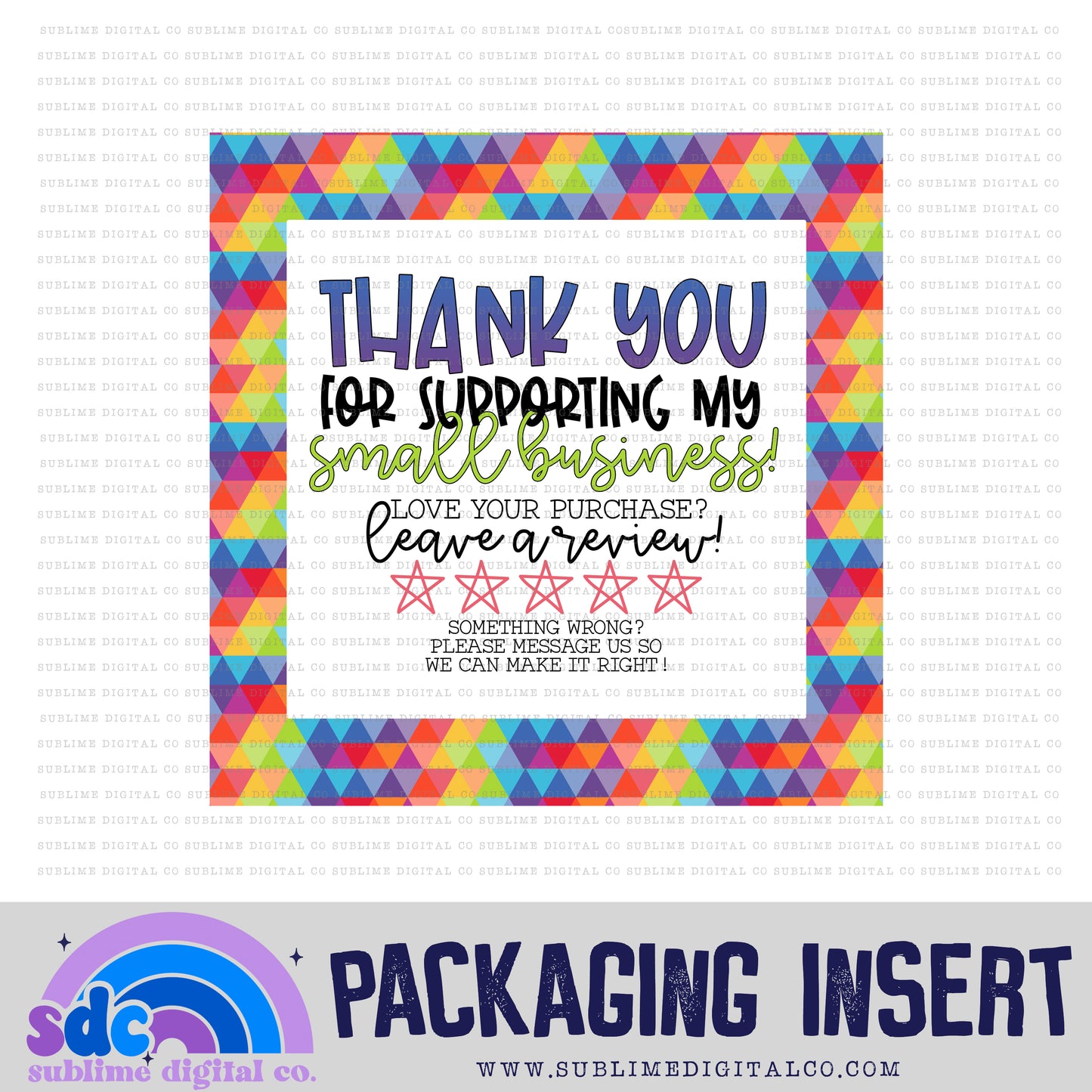 Rainbow Triangle Thank You • Leave A Review • Packaging Insert • Instant Download
