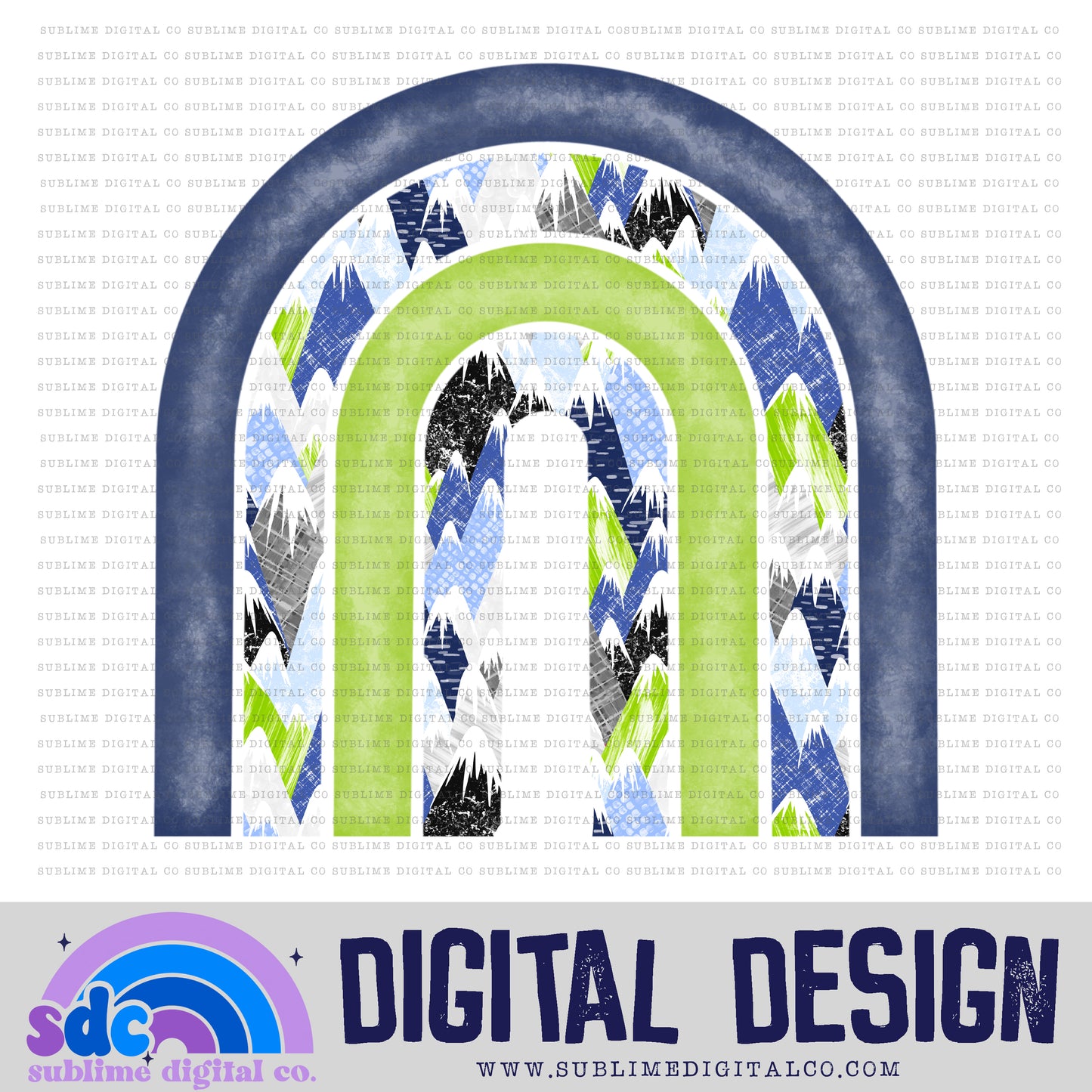 Blue Green Mountains • Rainbow • Elements • Digital Design • Instant Download • Sublimation
