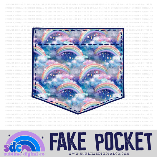 Rainbow Clouds • Fake Pocket • Instant Download • Sublimation Design