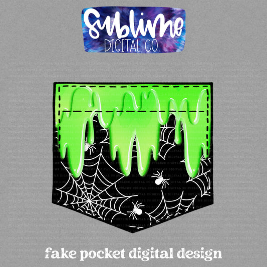 Paint Drip Spiderweb • Fake Pocket • Instant Download • Sublimation Design