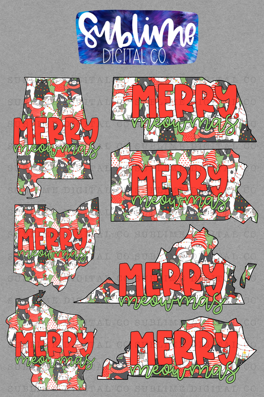 Meowy Christmas States • Christmas • Instant Download • Sublimation Design