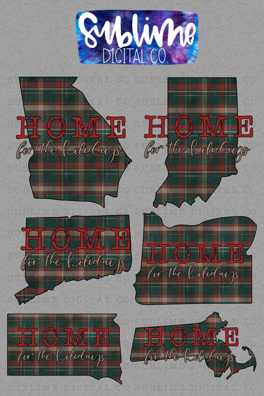 Home for the Holidays States • Christmas • Instant Download • Sublimation Design